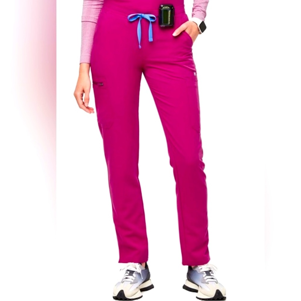 Figs Women's Raspberry Sorbet Yola High Waisted 2.0 - Skinny Scrub Pants - XS